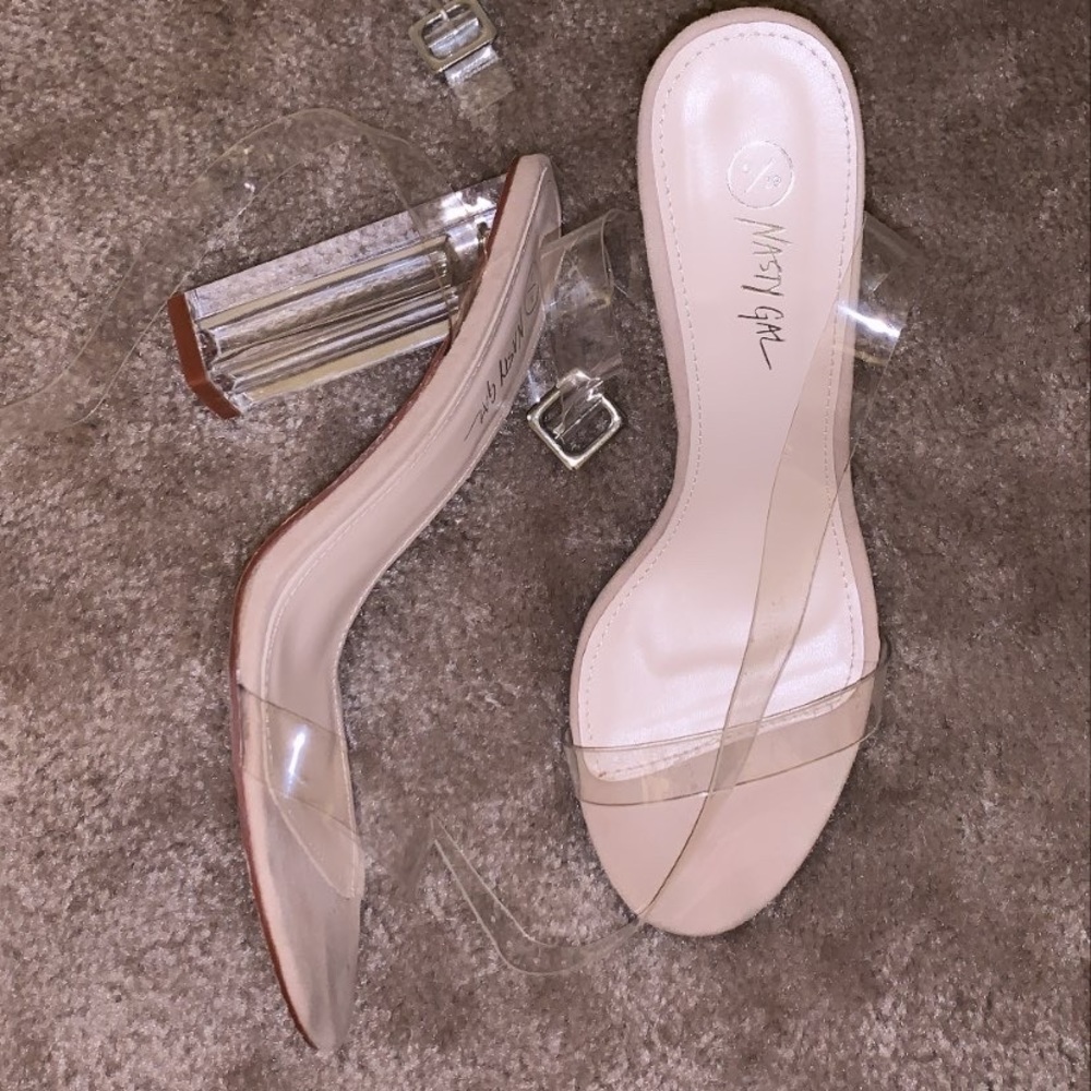Clear nude heels